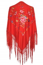 Flamenco Shawl Red with colored flowers