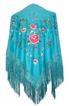 Flamenco Shawl turquoise with flowers