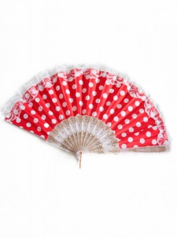 Flamenco Fan red white lace