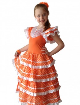 Spanish Flamenco Dress orange/white