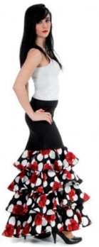 Flamenco skirt with polkadots and roses