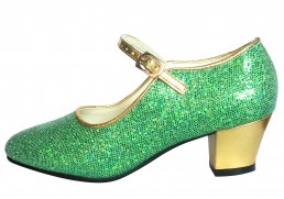 Flamenco Shoes Green Gold Glitter / Anna Frozen Shoes