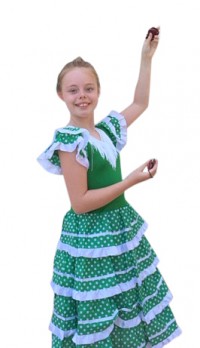 Spanish Flamenco Dress green white