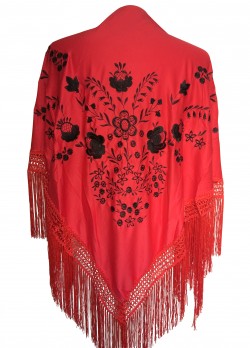 Spanish Flamenco Shawl red black