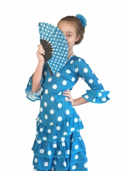 Spanish Flamenco Dress DeLuxe blue/white