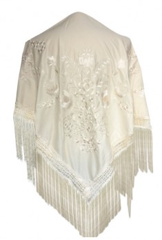 Flamenco Shawl off white with white flower
