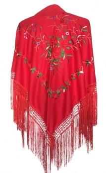 Flamenco Shawl red with red roses