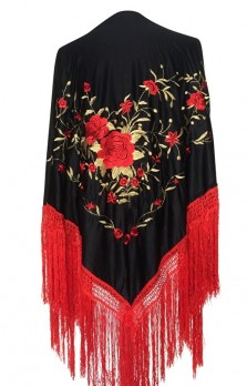Flamenco Shawl black red gold Large