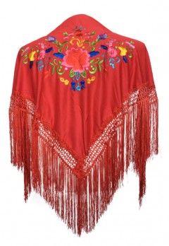 Flamenco Shawl red colored flowers Small