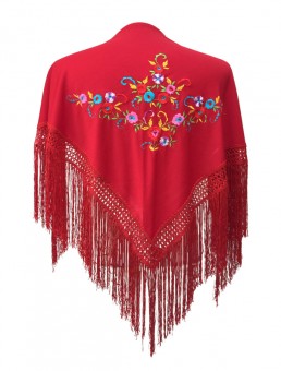 Flamenco Shawl dark red flowers Small