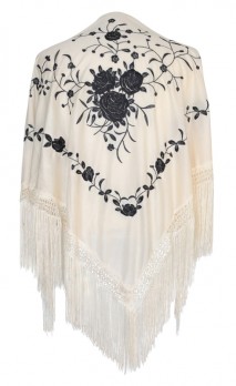 Flamenco Shawl off white black