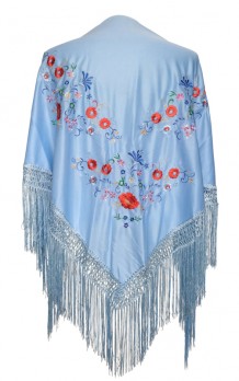 Flamenco Shawl light blue triangular flowers