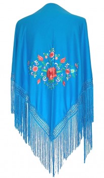 Flamenco Shawl blue small flowers