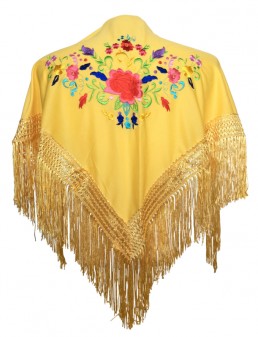 Flamenco Shawl yellow with flowers Small