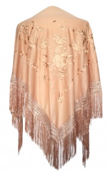Flamenco Shawl beige with beige flowers