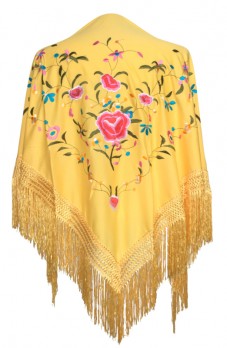 Flamenco Shawl yellow with flowers