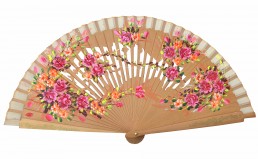 Fan light brown with flowers wood