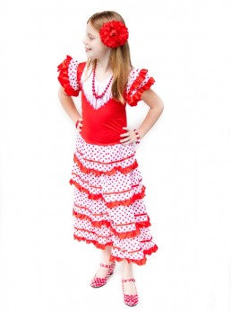 Spanish Flamenco Dress red/white