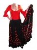 Flamenco rok dames, zwart met rode stippen 2